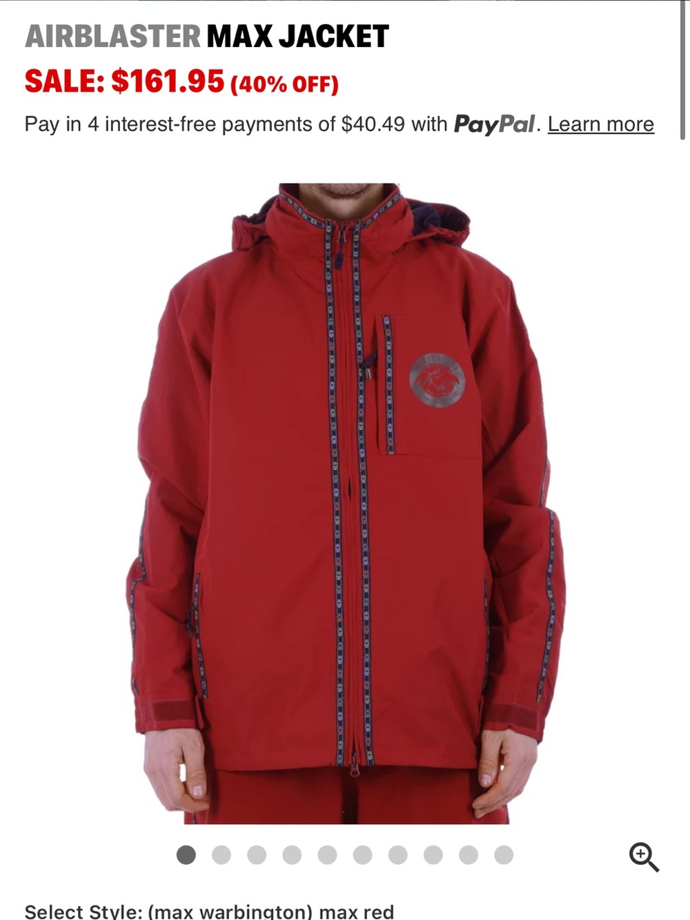 Airblaster Max Jacket in Red — Men's Hooded Ski Jacket